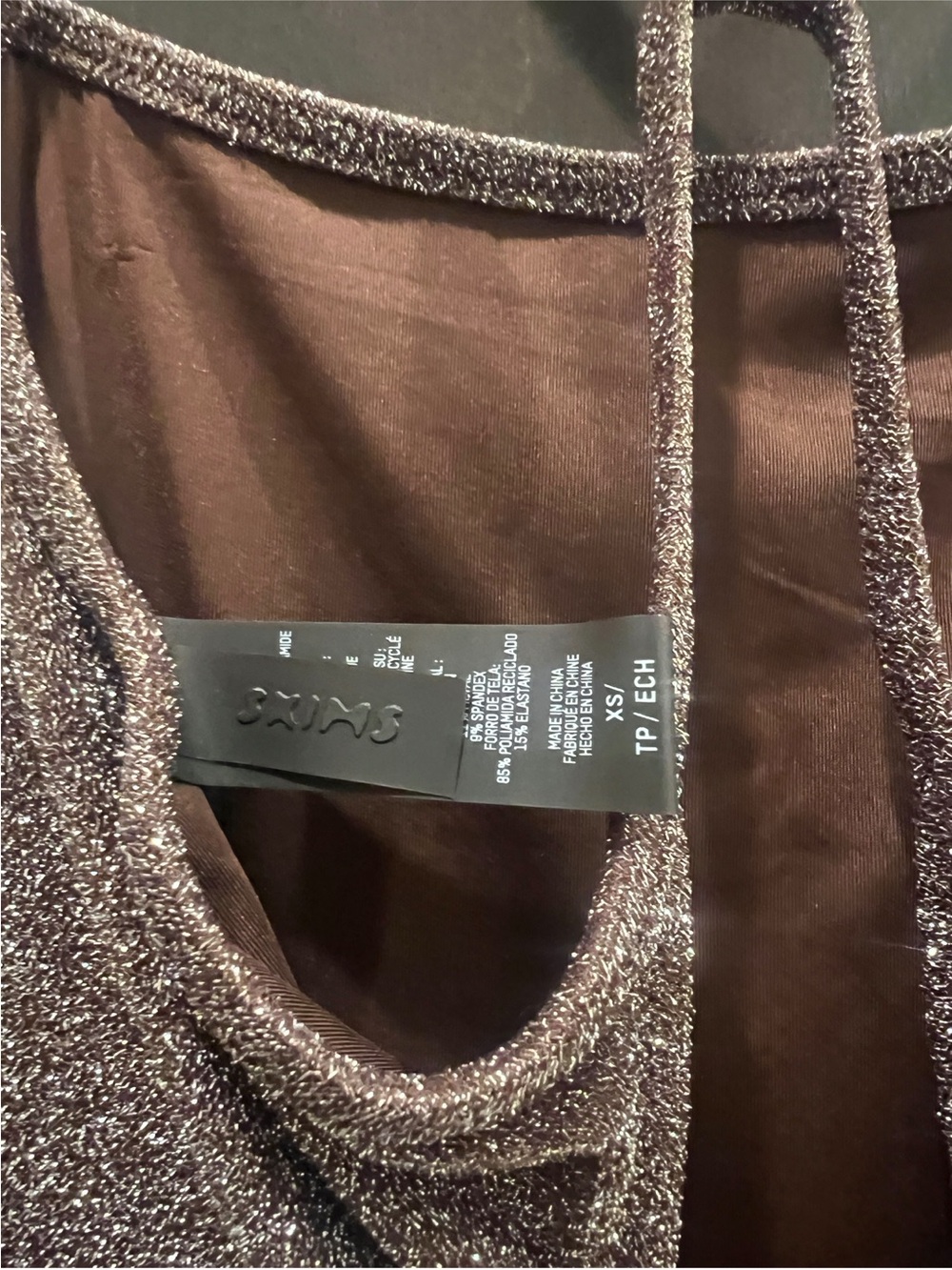Skims Brown Glitter One Piece Bodysuit - Picture 5 of 5